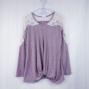 Maurices Crochet Lace Lone Sleeve Neutral Purple